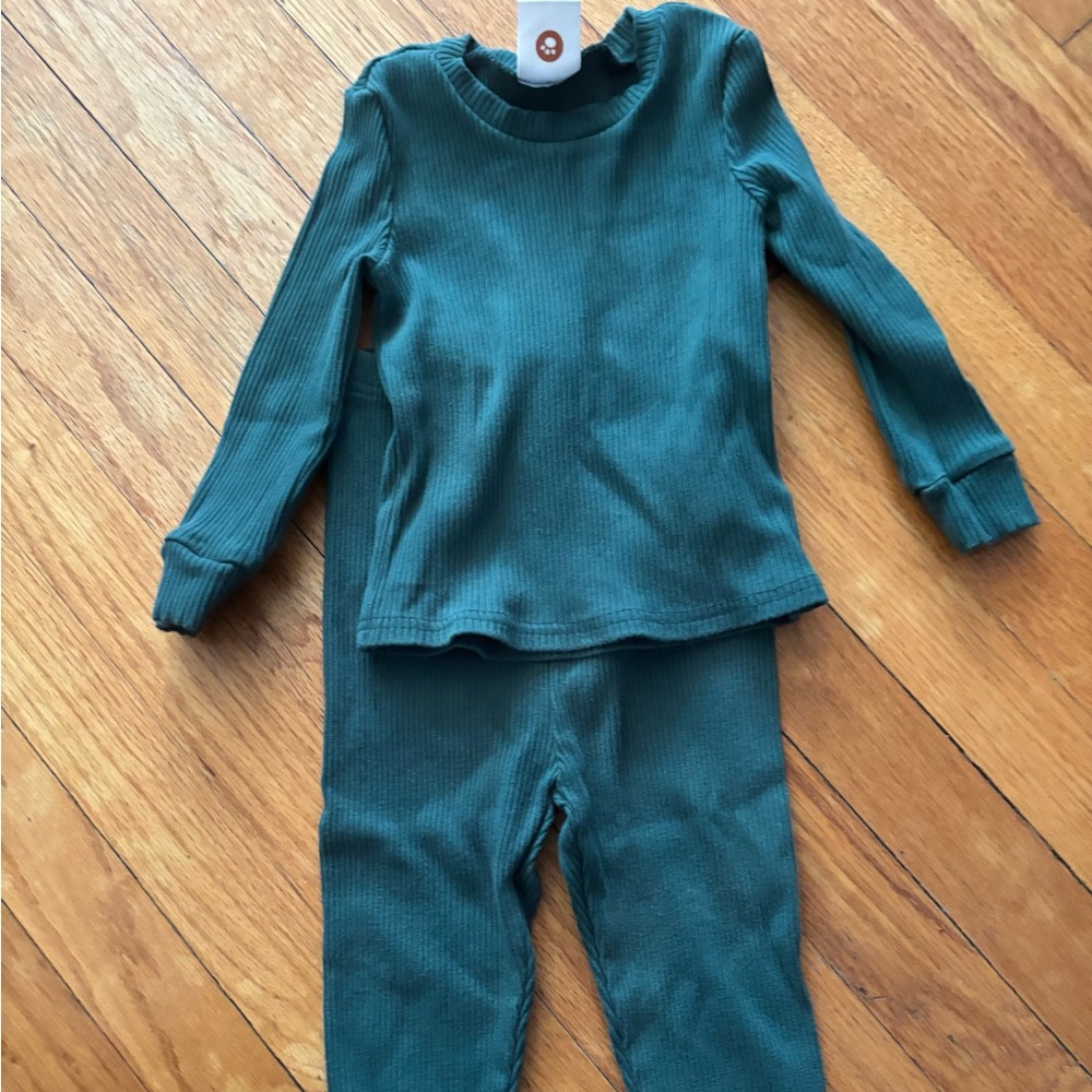 Ribbed Thermal Two-Piece Set in Deep Teal